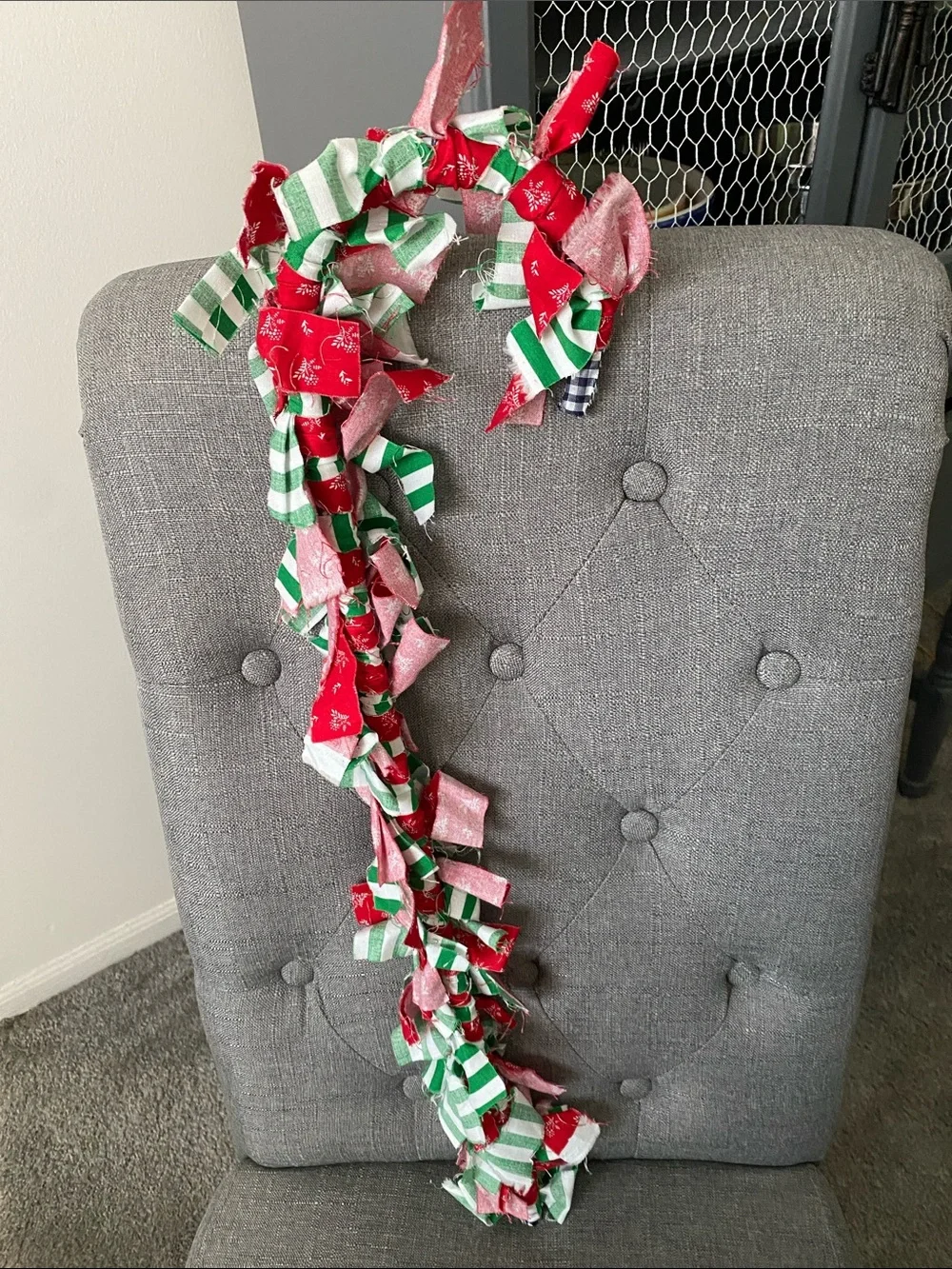 Christmas Red & Green Stripe Holiday Door Garland Candy Cane Shaped